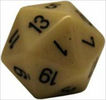 D20 Dice Opaque 34mm Ivory/Black 