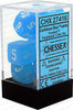 Dice - Frosted Polyhedral Caribbean Blue/White (7 Dice in Display)