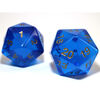 Dice - 55mm Jumbo d20 Translucent Blue with gold